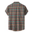 thumbnail image 2 of Baqcunre Graphic Tees Men Men'S Casual Plaid Print Shirt Short Sleeve Single Breasted Turn-Down Collar Shirt Short Sleeve Button Down Men Tops For Men Red L, 2 of 5