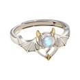 thumbnail image 2 of enjoywould Couple Ring Angle And Demon Opening Moon Stone Adjustable Hollow Out Finger Decoration Stainless Contrast Color Lady Finger Ring Jewelry, 2 of 4