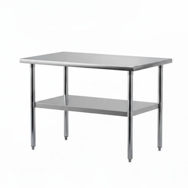 Garvee Table de Travail en Acier Inoxydable, 48 x 30 x 34 Pouces, 2 Niveaux, Table de Travail pour Préparation des Aliments, Argent