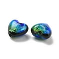 thumbnail image 3 of Handmade Silver Foil Lampwork Beads Luminous Glow in the Dark Heart Blue 10.5~11x11~12x7.5~8mm Hole: 1.4mm DIY, 3 of 3