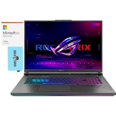 ASUS ROG Strix G18 Gaming/Entertainment Laptop (Intel i9-13980HX 24-Core, 18in 240Hz Wide QXGA (2560x1600), Win 11 Pro) with Microsoft 365 Personal , Dockztorm Hub