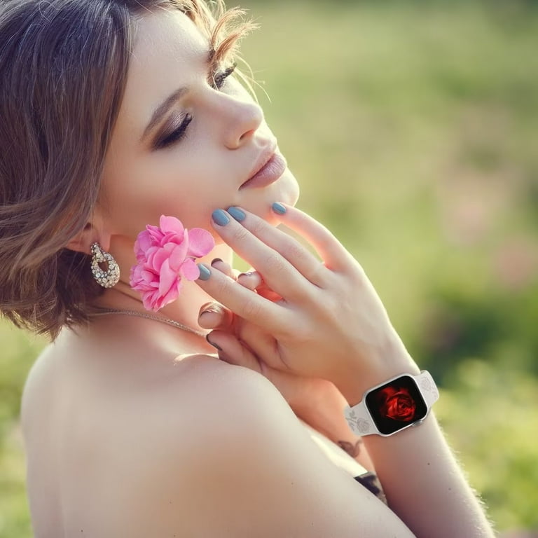 Bracelet en silicone floral compatible avec iWatch 38 mm, 40 mm