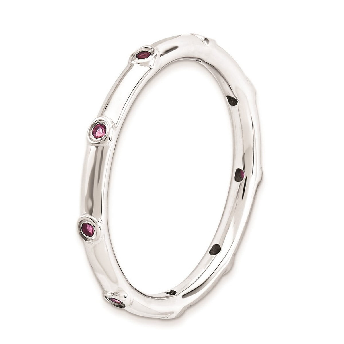 925 Sterling Silver Bezel Polished Pink Tourmaline Ring Size 8 Ring for Women - .14 cwt