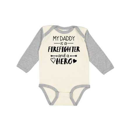 

Inktastic My Daddy is a Firefighter and a Hero Gift Baby Boy or Baby Girl Long Sleeve Bodysuit