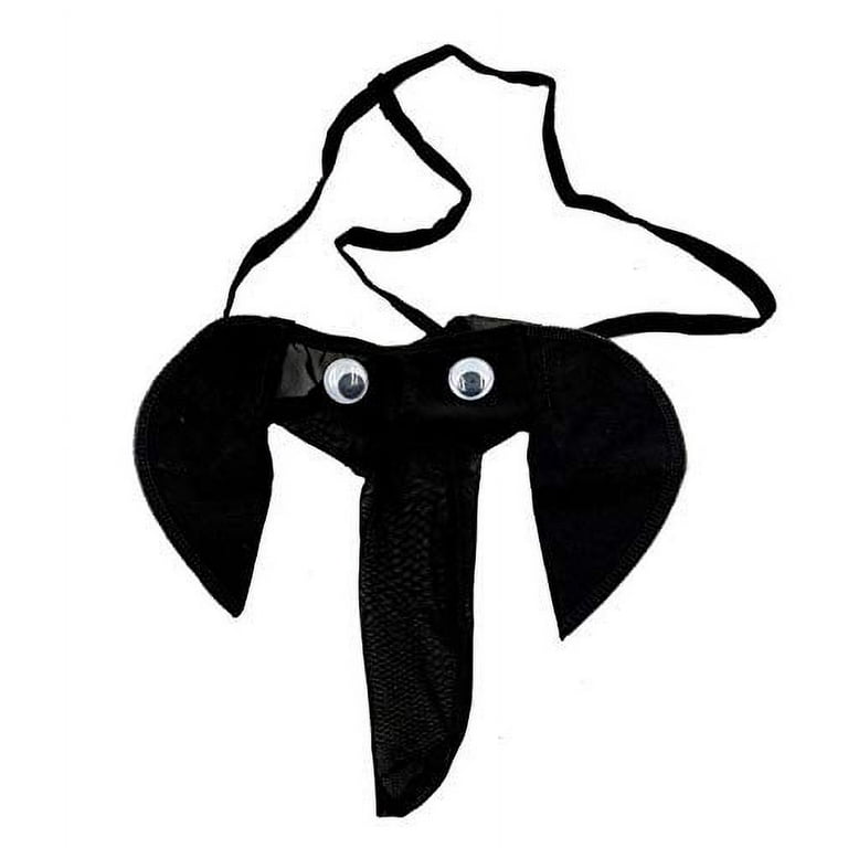 GEOOT Men's Hot Cartoon Elephant Pattern Funny G-String Underwear T-Back  (Black3) 