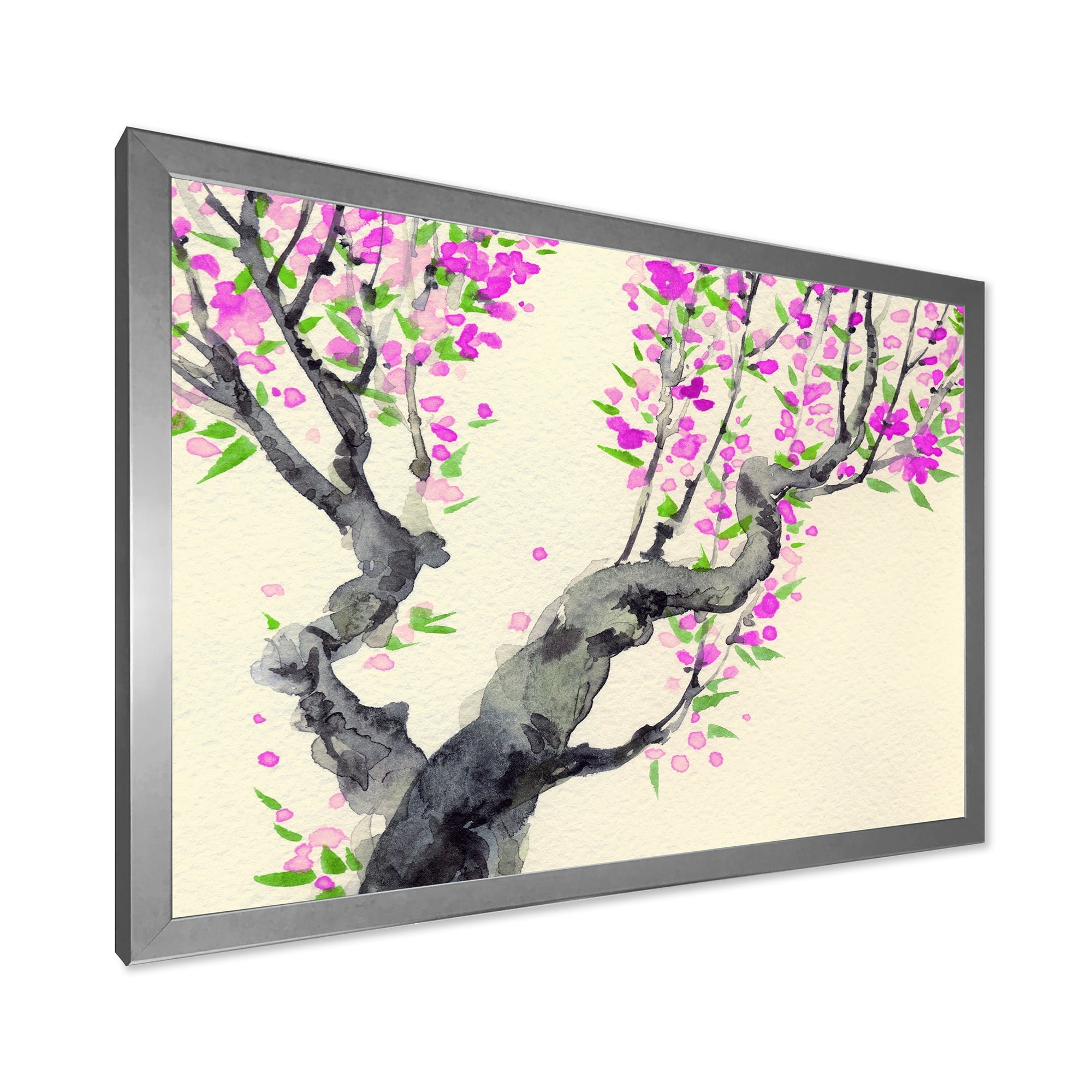 Designart 'The Japanese Tree With Purple Flowers On' Traditional Framed Art Print