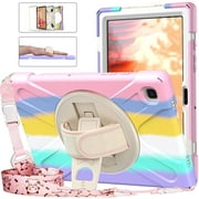 Herize Samsung Tab A7 Case 2020 10.4 Inch SM-T500/T505 | Galaxy Tab A7 Case for Kids Girls | Samsung A7 Tablet Case Colorful Cute with 360 Swivel Stand Hand Strap Carrying Strap | Rainbow Pink