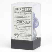 Gemini Blue-Steel/White 7 Die Set Polyhedral