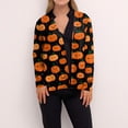 thumbnail image 5 of WTOBBY Women's Halloween Print Cardigan Long Sleeve Open Front Knit Sweater Casual Mid Length Cover Up with Pockets Spooky Design Fall Novelty Outerwear,Saffron S, 5 of 5