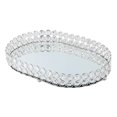 thumbnail image 3 of Espejo decorativo bandeja , cristal cosmético bandeja Oval organizador L Zulema Bandeja con base de espejo plateado, 3 of 8