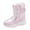 Pink, variant on Kids Shiny Snow Boots Boys Girls Winter Fleece Lined Mid Calf Wide Fit Non Slip Waterproof Lightweight Thermal Walking Slip On Short Boots for Outdoor Activities