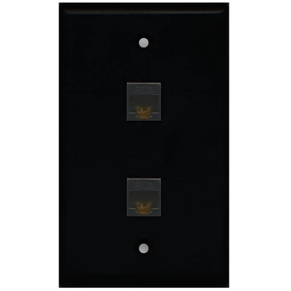 RiteAV 1 Gang 2 Port Cat6 Wall Plate - Black