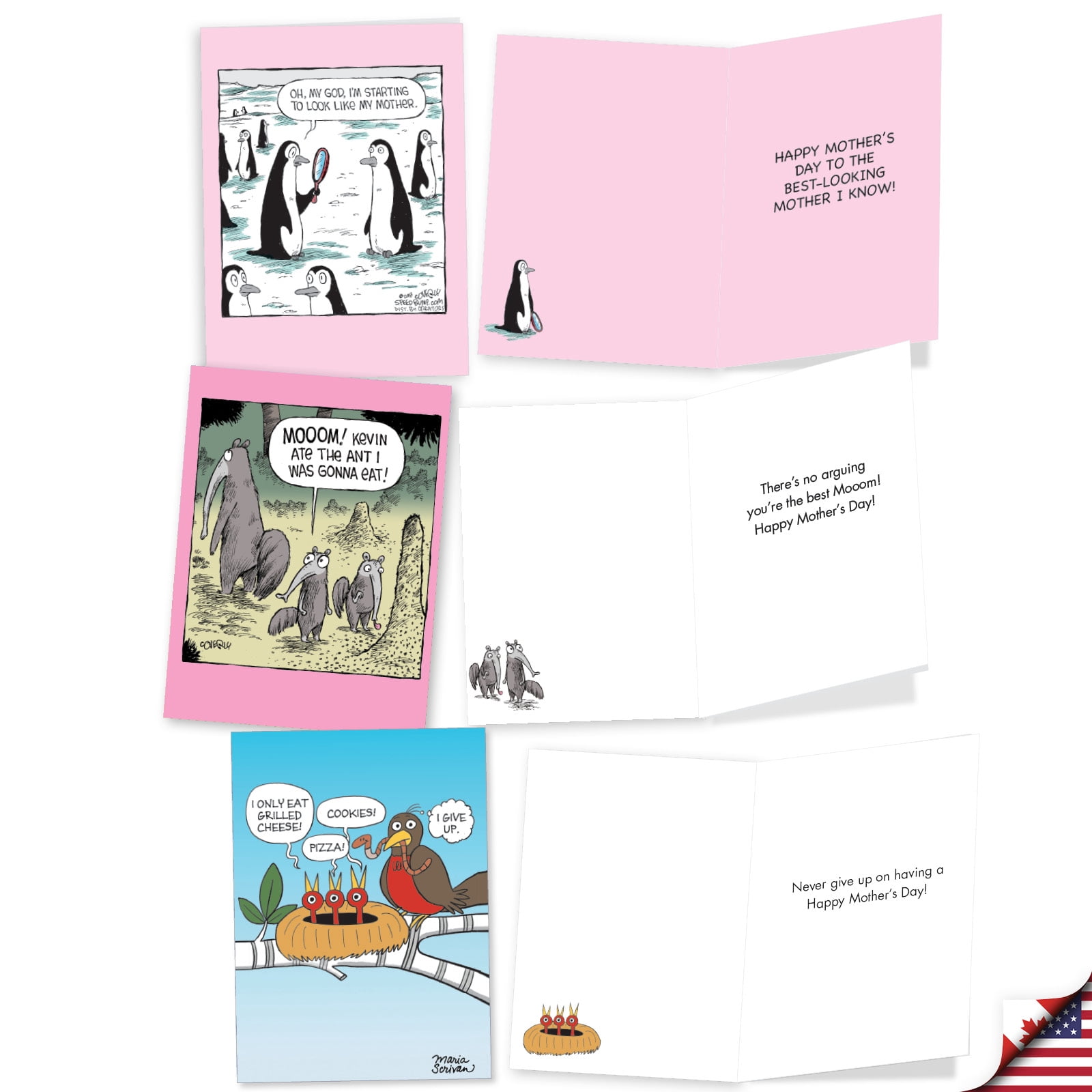 NobleWorks 20 Assorted Box Set Funny Mother's Day Greeting Cards w/5 x 7 Inch Envelopes (10 Designs, 2 Each) Mom Wild Moms AC10890MDG-B2x10