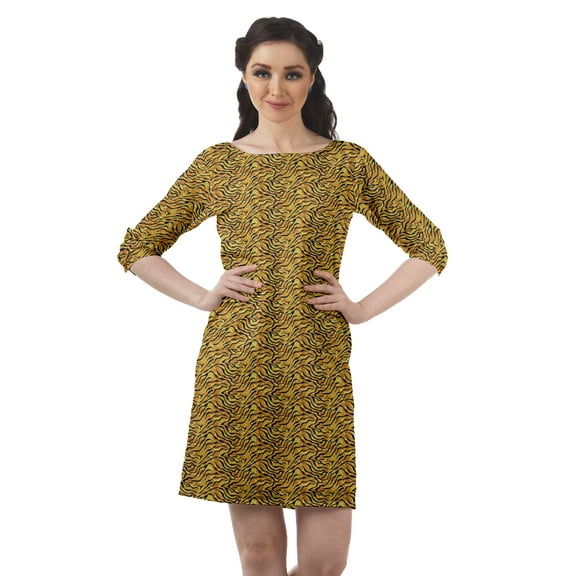 Moomaya 3/4 Sleeve Womens Summer Dresses Casual Shift Dress With Pockets