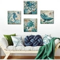thumbnail image 3 of Nautical Wall Art Decor 4 Piece Ocean Animal Wall Art Beach Canvas Prints Pictures Sea World Painting Bedroom Accessories 14x14" Rustic Coastal Sea Turtle Seahorse Octopus Living Room Home Decoration, 3 of 6