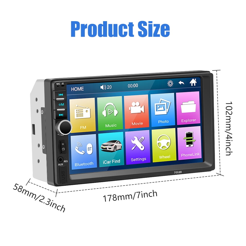 DFITO 7inch Double Din Car Stereo, Bluetooth Car Radio, MP5 Player, HD Touch Screen, FM Receiver