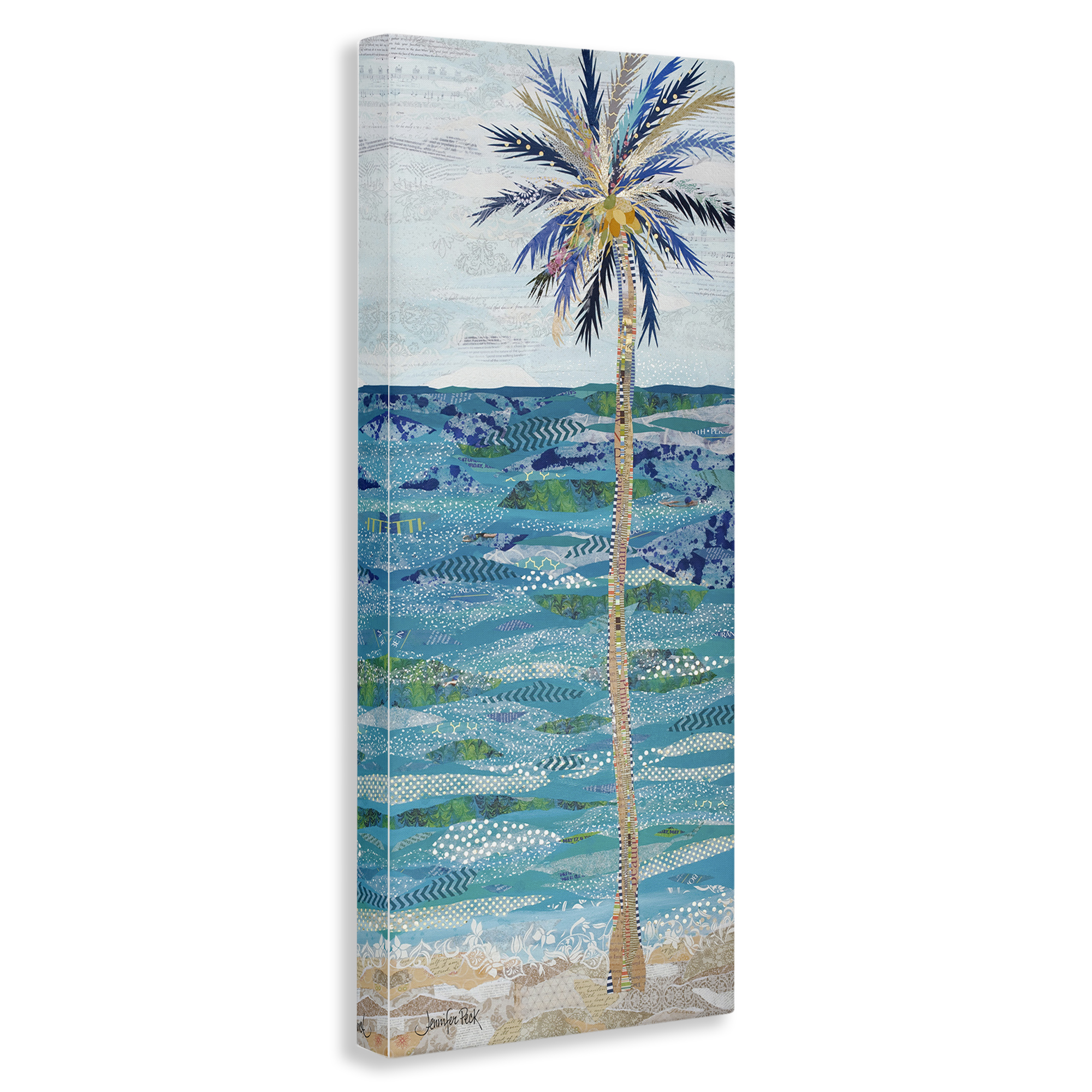Stupell Industries Tangled in Blue Collage Coastal Painting Gallery Wrapped Canvas Art Print Wall Art, 20 x 48