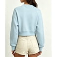 thumbnail image 4 of JGGSPWM Womens Y2K Cropped Zip Up Sweatshirt, No Hood Stand Collar Jacket with Pockets, Soft Fleece Fall Fashion Tops Blue XXL, 4 of 4