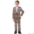 thumbnail image 3 of Whosucclay Non-Stretch Kids Formal Outfit for Party Graduation, Polyester Elastic Waist Single Button Boys Suit, Bison, 3 of 10