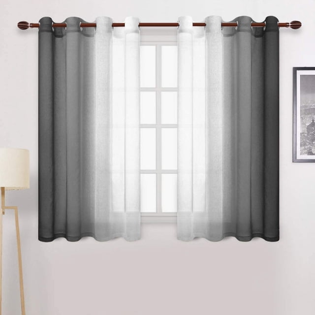 UKAP Rideaux Traitements Rideaux Décoration Maison Voile Transparent Luxe Intérieur Noir 132x140cm/52*55 Po