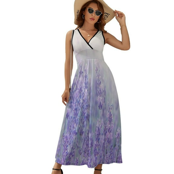 Purple Lavender Sleeveless Dress Dresses Women Summer Evening Dresses Ladies Bohemia Long Dresses