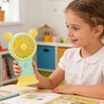 thumbnail image 1 of weibbin Mini Mouse Handheld Fan with Colorful Lights USB Rechargeable Pocket Sized Portable 3 Speeds Quiet, 1 of 6