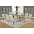 thumbnail image 2 of Rustic Natural Wood 9pc Dining Set with Extendable Table + Beige Linen Chairs, 2 of 6