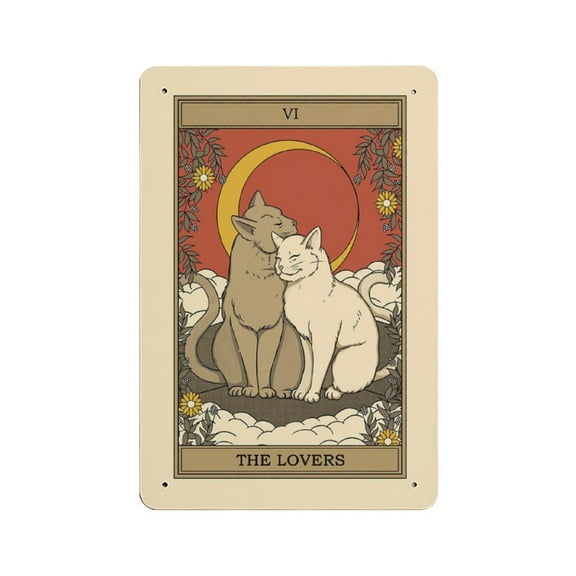 Nordic Abstract The Lovers Tarot Wall Art Pictures Painting Sun Star Empress Cat tin signs Prints Living Room Home Decor,Retro style, farmhouse decoration,bar,garage, tin sign 5.5x 8 inches