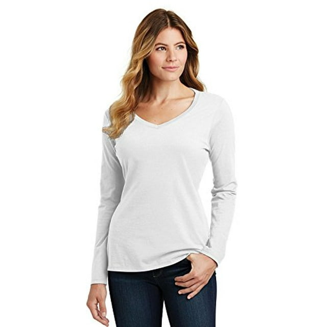 Port 1135621 T-Shirt à Manches Longues pour Femmes, Favori des Fans, Col en V, Blanc - 2TG