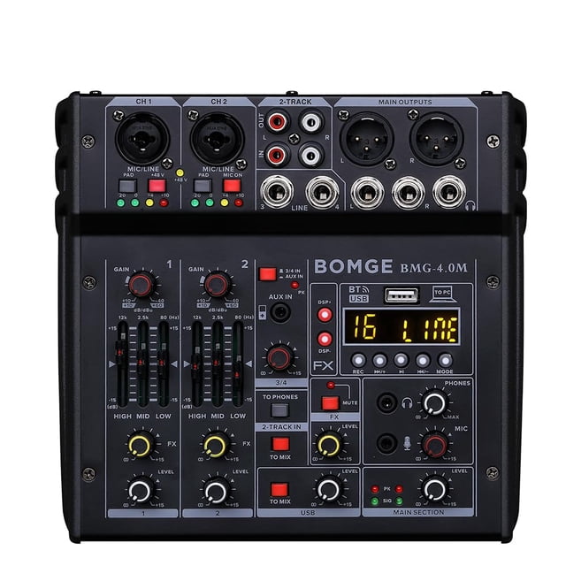 Mezclador de audio BOMGE 04M de 4 canales con USB Bluetooth 24 efectos