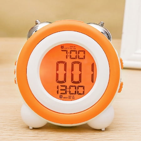 Desktop Orange Light Double Bell Alarm Clock with Silent Alarm for Home