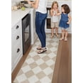 thumbnail image 4 of Lahome Decor 2'x6' Modern Checkered Kitchen Rugs, 2x6ft Non-Slip Washable Rugs, Farmhouse Hallway Rug for Entryway, Moroccan Neutral Soft Low Pile Carpet for Hallway Entry Front Door,Beige, 4 of 9