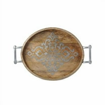 GG Collection Large 25.5-Inch Long Wood and Metal Heritage Collection Oval Tray - 92844
