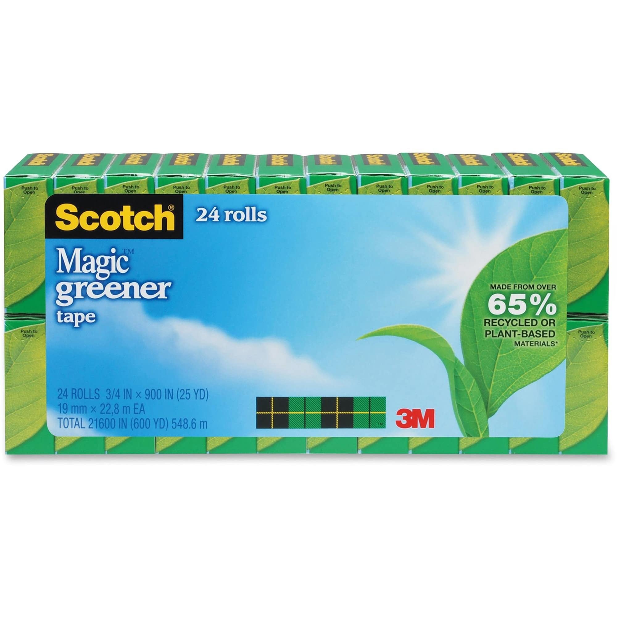 Scotch Magic Greener Tape, 3/4" x 900", 24 Boxes/Pack, 1" Core, Matte Clear, 24 / Pack (Quantity)