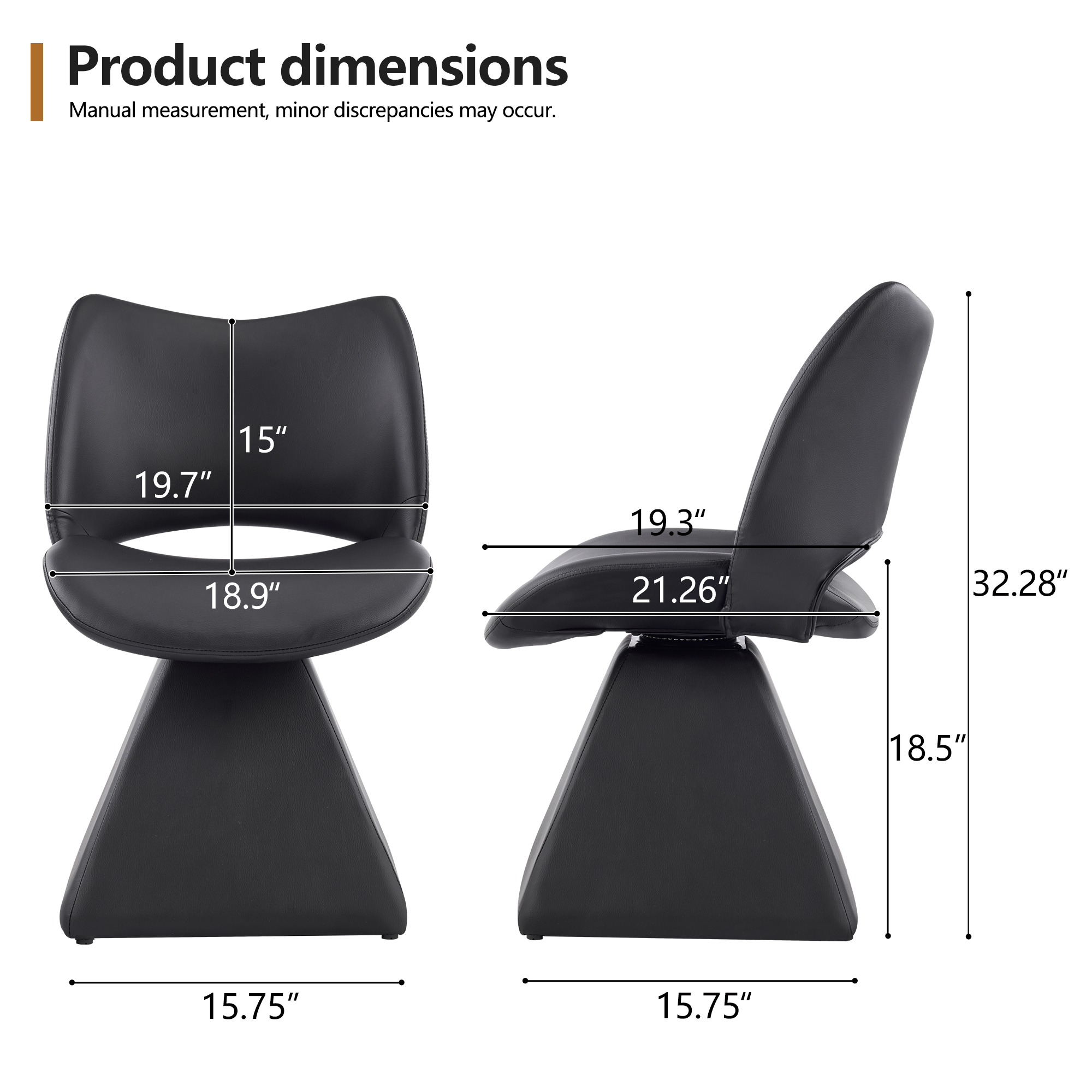 HOQBN Modern Swivel Dining Chair with Faux Leather, 360-Degree Upholstery Dining Chair with High Curved Back for Kitchen, Dining Room,Black