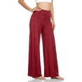 thumbnail image 5 of XUNKUSGA Pants for Women Classic Soild Color Loose Women's Casual Pants Fashion Comfy High Waist No Front Seam Soft Stretch Wide Leg Palazzo Pants,Wine,M, 5 of 5
