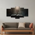 thumbnail image 2 of ZHONGYUTONG Cross Canvas Wall Art 5 Piece Holy Bible and Cross Pictures Christian Religious Painting for Church Prayer Room Decor Framed (16x24inx2pcs 16x32inx2pcs 16x40inx1pcs), 2 of 5