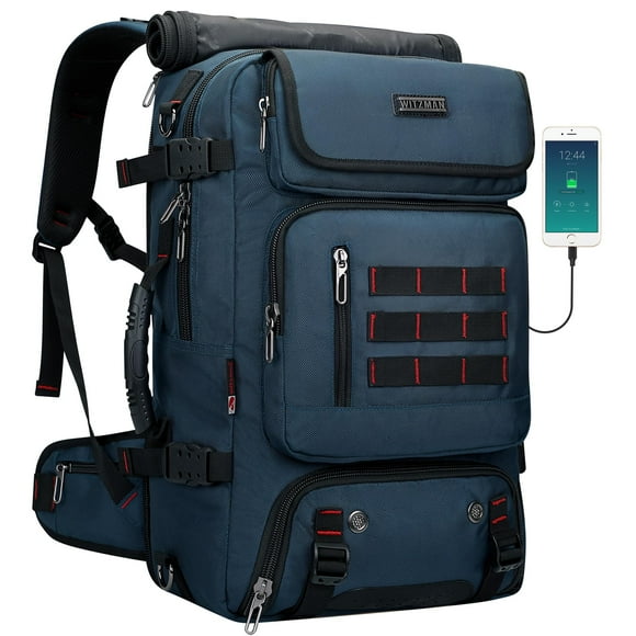 Mochila de viaje WITZMAN B682 Blue Nylon para hombre 20,5 x 12,6 x 7,5 cm