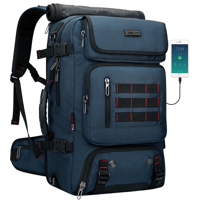 Mochila de viaje WITZMAN B682 Blue Nylon para hombre 20,5 x 12,6 x 7,5 cm