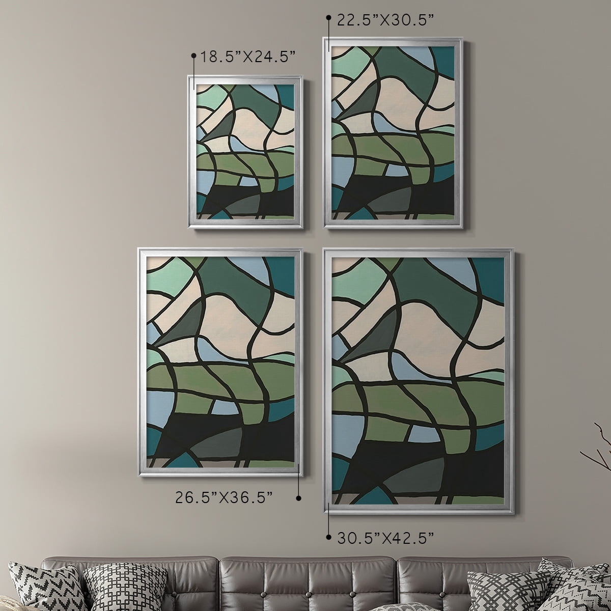 Multicolor Stained Glass II Premium Framed Print, in Gold, Black, or Silver - Ready to Hang