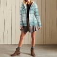 thumbnail image 3 of Womens Plaid Jackets Hooded Full Zip Drawstring Outwear Casual Loose Thermal Fall Winter Cardigan With Pockets (XXL, Light Blue), 3 of 6