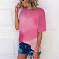 thumbnail image 4 of T-Shirts Shirts For Women Sevevn Women's Fashion Printed T-Shirt Short Sleeves Blouse Round Neck Casual Tops, 4 of 7