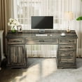 thumbnail image 7 of Casacomoda Home Office Desk with File Cabinet and Drawers, 59" Executive Desk with USB Power Outlet, Storage Cabinet for CPU, Workstation Table for Study, Dark Oak, 7 of 7