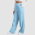 thumbnail image 5 of enyan Lightweight Sweatpants Women Womens Yoga Sweatpants Wide Leg High Waisted Lounge Pajamas Pants Comfy Workout Loose Pants with Pockets Light Blue,M, 5 of 7
