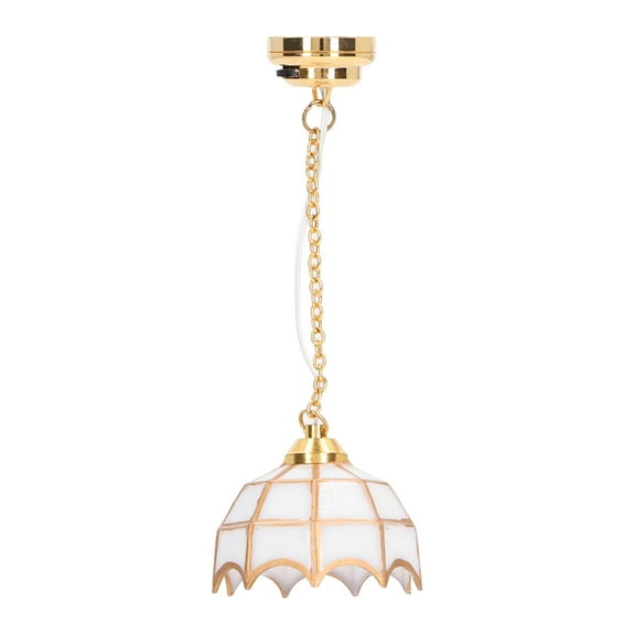 Dollhouse Ceiling Light, 1:12 Dollhouse Ceiling Lamp Model Metal White Miniature LED Ceiling Lamp Dollhouse Decoration Accessory