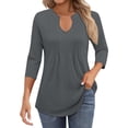 thumbnail image 6 of 3/4 Length Sleeve Womens Tops 2026 Trendy V Neck Pleated Front Tunic Dressy Casual Work Shirt Womens Blouses, 6 of 6