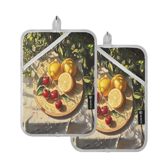 BZSMCE Pot Holder Oven Mitts Cooking baking Sun Lemon Painting Creative Pattern Size:7x9.8in