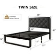 thumbnail image 7 of iPormis Twin Size Metal Bed Frame with Linen Upholstered Headboard, 12'' Underbed Space, Thickened Metal Steel Slat Support, No Noise Free,Grey, 7 of 7
