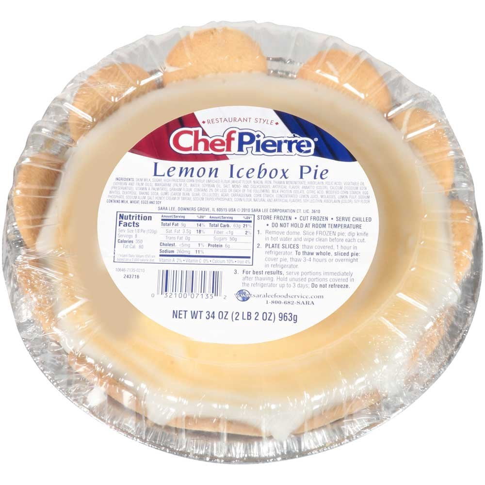 Sara Lee Chef Pierre Lemon Icebox Condensed Pie, 10 inch -- 6 per case.