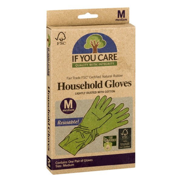 If You Care Household Gloves Latex Cotton Flock Lined 1 Pair Medium